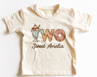Personalized Two Sweet Kids Shirt - Custom Ice Cream Donut 2nd Birthday Toddler Tee