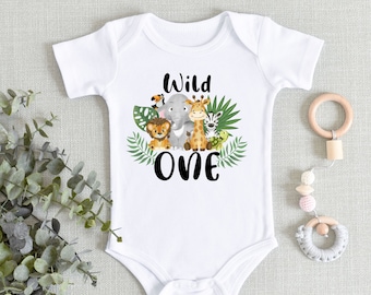 Wild One Birthday Girl Onesie Tshirt Romper Coverall One Customisable