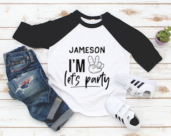 Two Birthday Shirt - I'm Two Lets Party - Second Birthday - Toddler Boy Second Birthday - Two Shirt Boy - Birthday Boy Two - 2 year old boy
