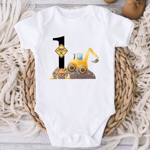 First Birthday Baby ONESIES® Brand Bodysuit - Construction Birthday Bodysuit - Birthday Boy - Baby Boy 1st Birthday - Cake Smash 1 year-old