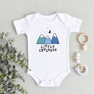 Little Explorer Baby ONESIES® Brand Bodysuit - Mountain Lover Baby Bodysuit - Outdoor Adventure Pregnancy Reveal - Hiking Lover Bodysuit