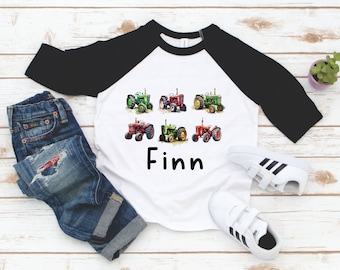 Tractors Kids Shirt - Personalized Name Tractor Tee - Tractor Lover - Farmer - Rancher - Cowboy - Gift for Boy - Birthday Boy - Grandson