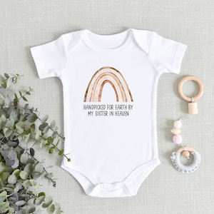 Sister in Heaven Onesies® Bodysuit - Handpicked For Earth By My Sister in Heaven Bodysuit - Memorial Baby Bodysuit - Baby Shower Gift