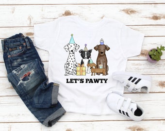 Let's Pawty Boys Tee - Dog Birthday Shirt Toddler Boy - Puppy birthday tee - birthday present boy - grandson gift - dog lover gift boy