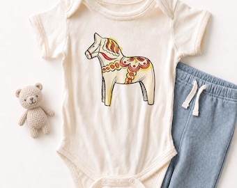 Dala Horse Baby ONESIE® - Cute Swedish Folk Art Bodysuit