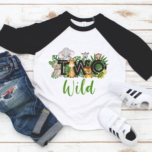 Two Wild Boy Girl 2nd Birthday Shirt -  Two and Wild Birthday Top  - 2nd Birthday Boy Girl - 2 year old boy girl
