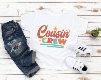 Chemise Cousin Crew pour enfant - T-shirt pour tout-petit Cousin Crew - Chemise cousin - Chemises cousin assorties - T-shirt cousin unisexe multicolore - Cadeau pour cousin