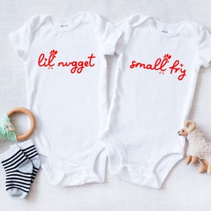Twins Baby ONESIES® Brand Bodysuit - Funny Lil Nugget Small Fry Baby Bodysuit -  Chicken Nuggets French Fries - Foodie Baby Shower - Twins