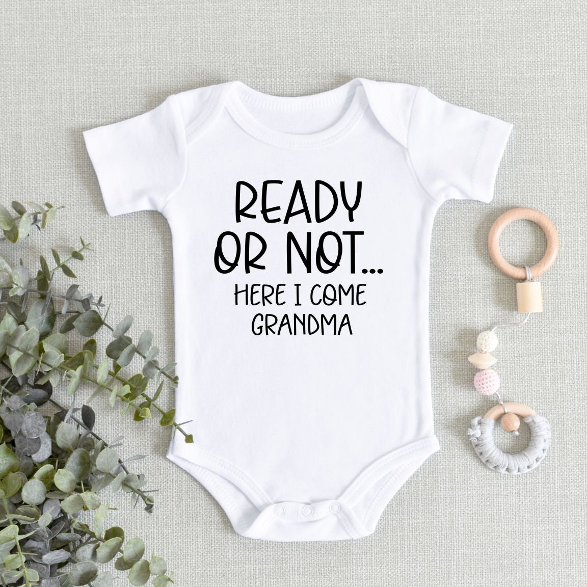 Grandma Pregnancy Announcement Onesie® Ready or Not Here I Come Grandma