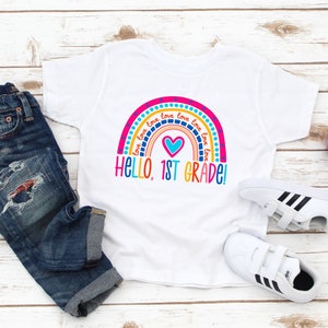 Hello First Grade Girls Tee  - Back to School Girl Shirt - First Day of School Outfit - First Grader Shirt