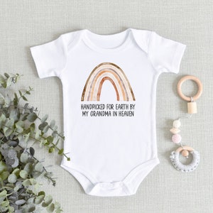 Grandma in Heaven Baby ONESIES® Brand Bodysuit - Handpicked For Earth By My Grandma in Heaven Bodysuit - Memorial Baby Shower Gift