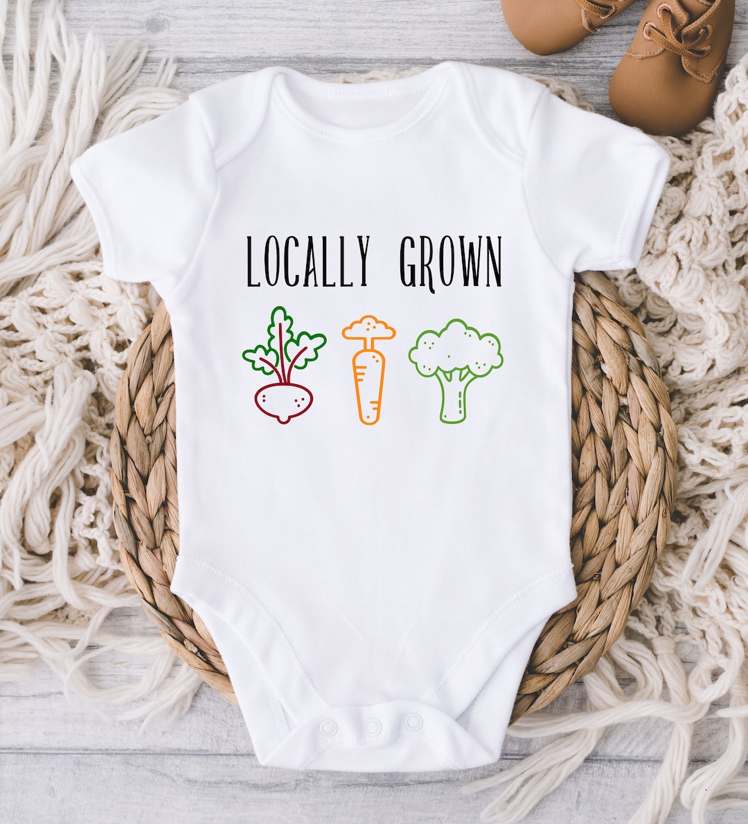 Locally Grown Onesie® Vegetable Baby Bodysuit Farm Fresh Foodie Baby