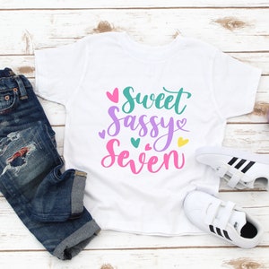 Seventh Birthday Shirt Girl - 7th Birthday Tee - Sweet Sassy Seven - 7 Year Old Girl Gift - 7th Birthday Girl - Granddaughter Birthday Gift