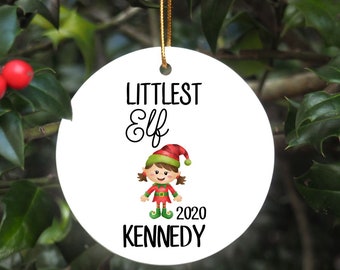 Baby's First Christmas Ornament - Personalized Girl Christmas Ornament - Custom Elf Name Christmas Ornament - Cute Baby Ornament