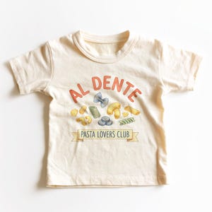 Camiseta infantil del Club de Amantes de la Pasta Al Dente - Divertida camiseta para niños pequeños amantes de la comida imagen 1