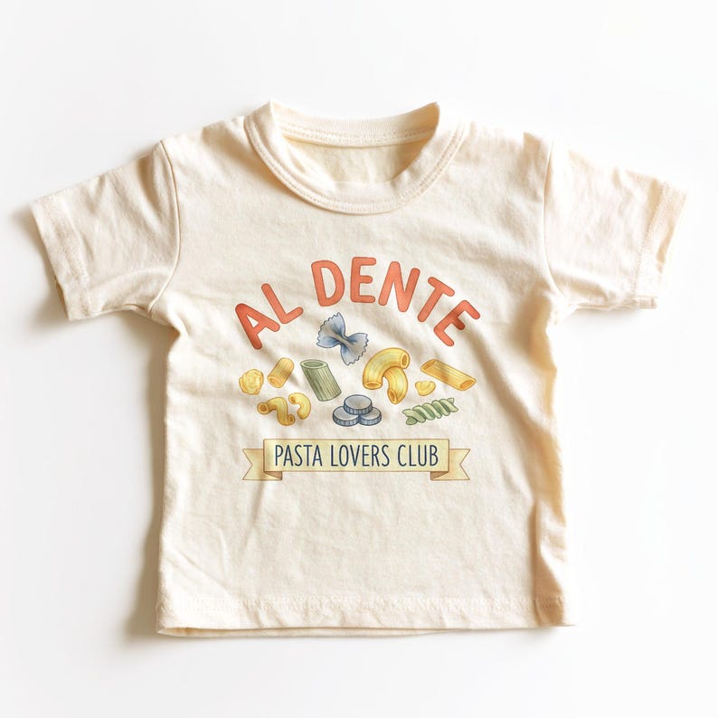 Camiseta infantil del Club de Amantes de la Pasta Al Dente - Divertida camiseta para niños pequeños amantes de la comida imagen 1