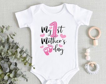 My First Mother's Day Girl Onesies® Bodysuit - Mother's Day Bodysuit - Baby's First Mommy's Day Bodysuit - Baby Girl 1st Mother's Day