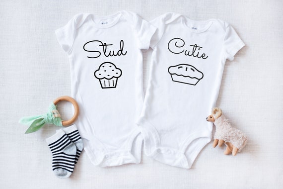 Boy Girl Twins Baby ONESIES® Brand Bodysuit Twins Baby