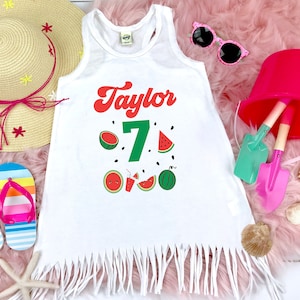 Birthday Pool Party Fringe Dress - Personalized Girl - Custom Birthday - Birthday Girl Gift - Toddler Birthday - Girls Birthday Dress