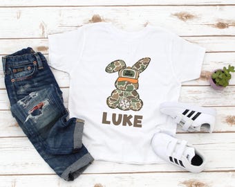 Boys Camo Easter Shirt - Personalized Name Easter Toddler Boy - Cute Easter Boy - Boy Easter Gift - Easter  Photo Shirt - Custom Nname Shirt