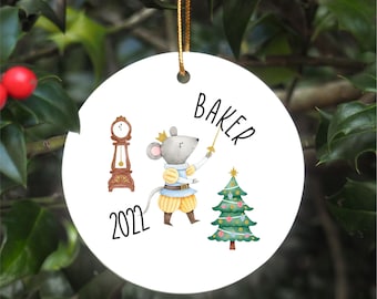 Nutcracker Christmas Ornament - Baby Name First Christmas - Nutcracker Mouse Christmas Gift - Personalized Baby Boy Christmas Keepsake