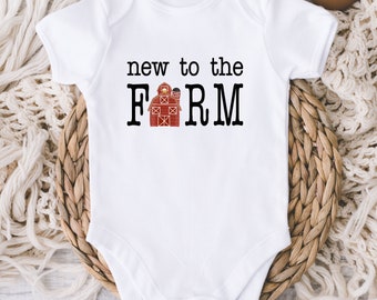 New to the Farm Baby Onesies® Bodysuit - Cowboy - Country - Ranch Hand - new baby announce - pregnancy reveal - Baby Shower Gift - new baby