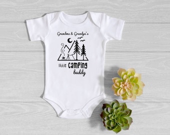 Grandma and Grandpa's Little Camping Buddy Onsie - Baby Camping bodysuit - Baby Shower gift