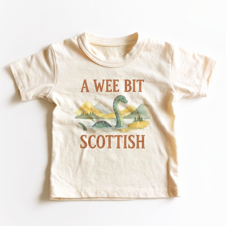A Wee Bit Scottish Kids Shirt - Cute Loch Ness Monster Toddler Tee image 1