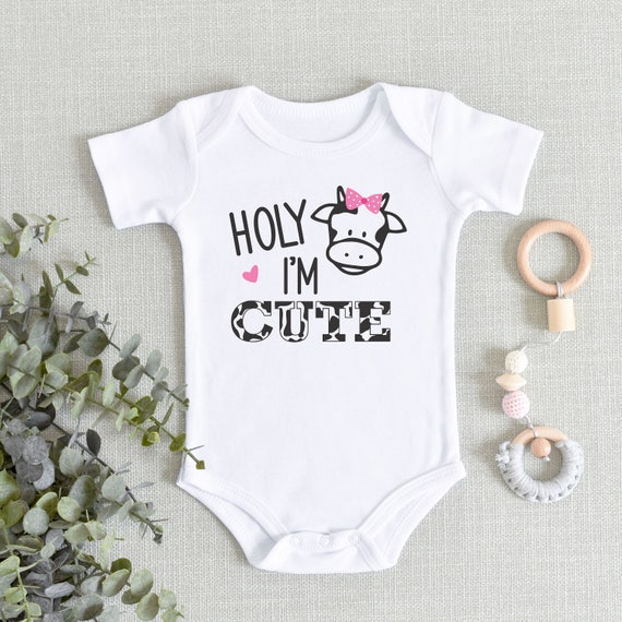 Holy Cow I'm Cute Baby Girl Onesie® Cow Baby Bodysuit Funny Baby Onesie®  Cute Baby Shower Gift New Baby Girl -  Canada