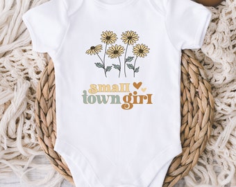 Small Town Girl Onesie® - Baby Girl Daisy flower bodysuit - Cute Small Town baby girl Onesie® - Unique Baby shower gift - New baby girl gift