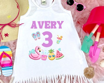 Robe de soirée d'anniversaire pour fille - prénom personnalisé anniversaire - prénom fille - cadeau d'anniversaire fille - 3e anniversaire - trois - Photo d'anniversaire