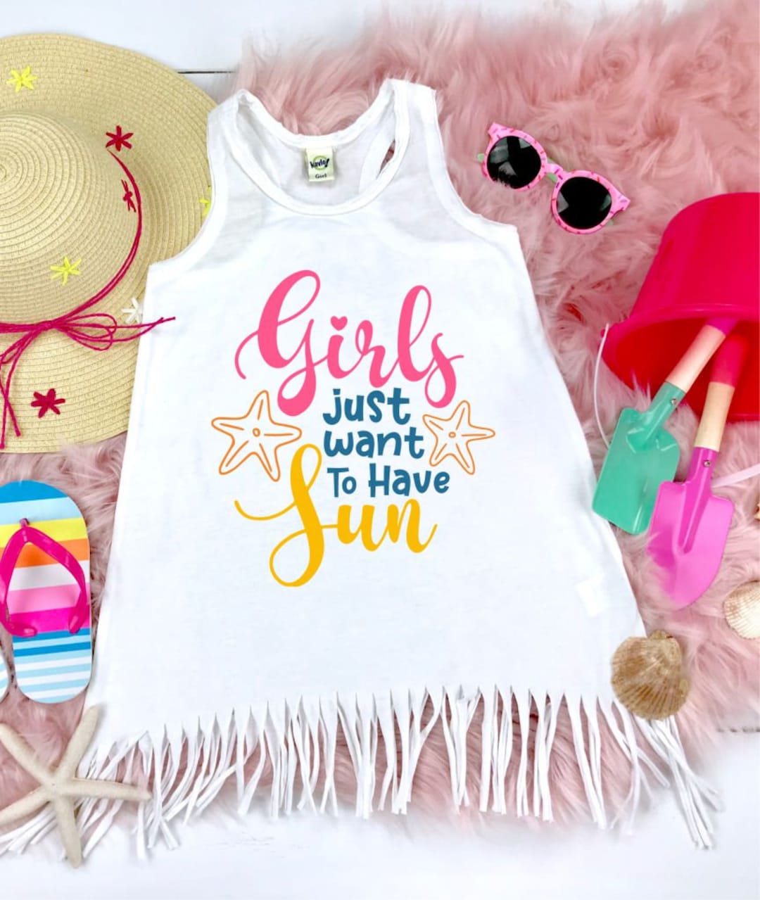 Vestido playero con flecos 