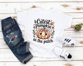 Cutest Pumpkin in the Patch Toddler Girl Shirt - Fall Pumpkin Tee - Cute Thanksgiving Shirt - Halloween Costume - Gift For Girl - Pumpkin