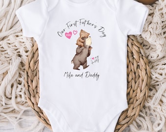 First Fathers Day Baby Onesies® Bodysuit - Personalized Father's Day 2024 - Bear Dad and Baby - Fathers Day Gift - Girl 1st Fathers Day