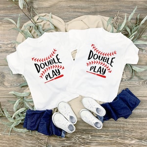Twins Double Play Baseball Tee - Baseball Lover Twins - Gift For Twins - Twin Birthday Gift - Matching Twin Shirts - Twin Boys Tee