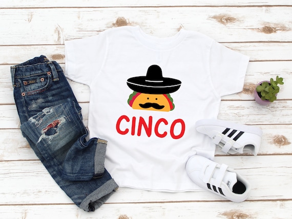 Cinco Birthday Shirt Spanish Birthday Cinco Fiesta Taco Party  year old boy 5th Birthday Boy