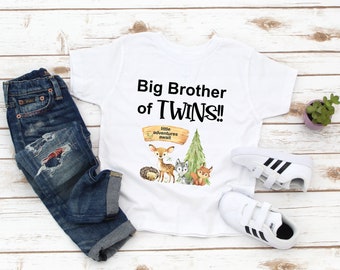 Big Brother of Twins Kids Shirt - Big Brother Reveal - Twins Pregnancy Kids Tee - Baby Announcement - Pregnancy Reveal - Big brother Gift