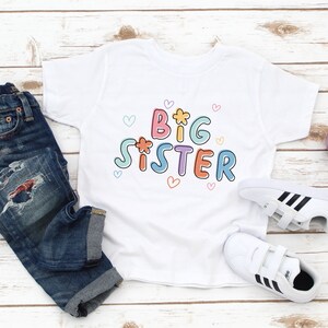 Big Sister kids Shirt - Cute Big Sis Hearts Tee - Pregnancy Reveal - Baby Announce - Sibling Shirt - Promoted to Big Sister - Sister Gift