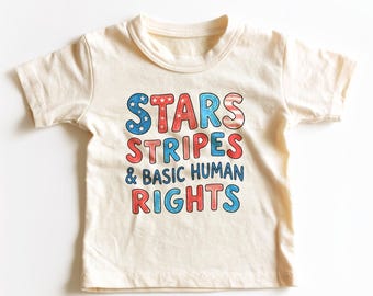Stars Stripes & Basic Human Rights Kids Shirt - Funny Patriotic Toddler Tee