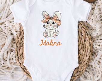 Easter Baby Onesie® - Personalized Name Bunny Girl Baby Bodysuit - Baby's First Easter - Baby Girl 1st Easter Gift - Baby girl Gift