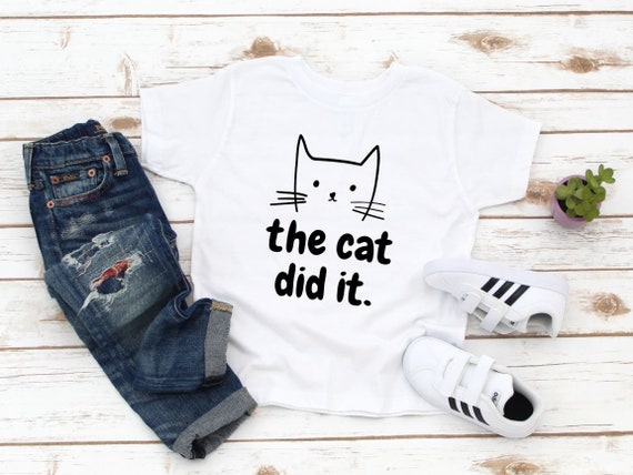 Cute Cat Toddler Shirt - Funny The Cat Did It Kids Tee - Cat Lover Baseball Tee - Toddler Boy Girl - Birthday Gift Girl Boy - Kitty Shirt