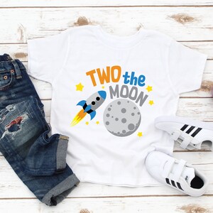 Two the Moon Birthday Shirt - Second Birthday Shirt - Toddler Boy Astronaut Space Birthday - Rocket - Two Year Old Boy - Second Birthday