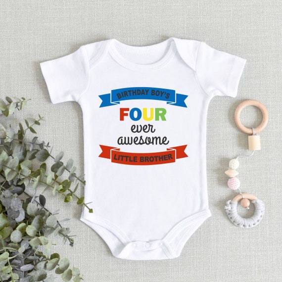 Brother of the Birthday Boy Onesie Four Ever Awesome Little Brother Birthday Brother Baby Onesie Boys Birthday Bodysuit Etsy Australia
