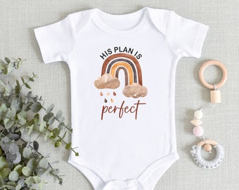 IVF Baby ONESIES® Brand Bodysuit - His Plan is Perfect Rainbow Baby Bodysuit - Religious IVF Baby Announcement Bodysuit - Miracle Baby