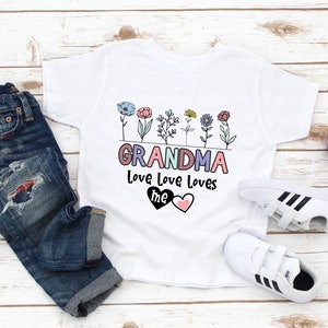 Grandma Kids Tee - Grandma Loves Me Toddler Kids Shirt - Granddaughter - Grandson - Mothers Day Gift - Gift for girl - Birthday Girl
