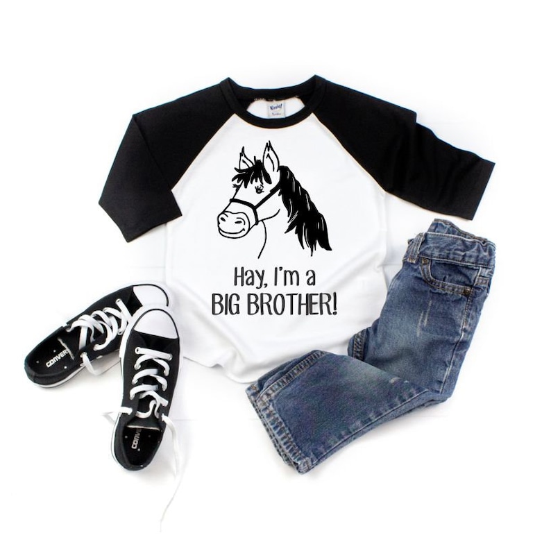 Big Brother Shirt Big Bro Shirt Raglan Shirt Big Brother Horse Shirt Toddler Boy Baseball Tee Sibling Shirt Little Brother Shirt Lil Bro