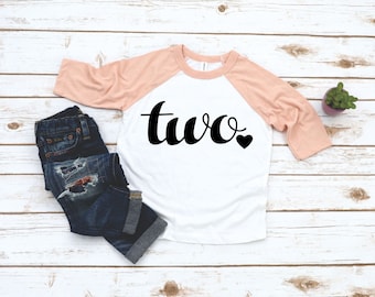 2nd Birthday Girl Raglan 3/4 Sleeve - 2 Year Old Girl Birthday Shirt - Second Birthday Girl Outfit