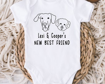 New Best Friend Baby Onesies® Bodysuit - Dog Breed Personalized Dog Name Baby Bodysuit - Pet Dog Baby Gift - Baby Shower Gift - New Baby