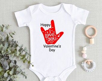 Valentines Day Onesie® - I Love You Valentine Bodysuit - Baby Boy Girl Valentines Shirt, Valentines Outfit, Deaf Baby Valentine Onesie®