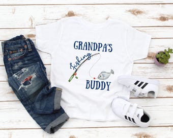 Grandpa's Fishing Buddy Kids Shirt - Papa's Little Fishing Buddy Tee - Cute Toddler Boy - Fishing Lover - Father's Day Gift - Gift For Boy